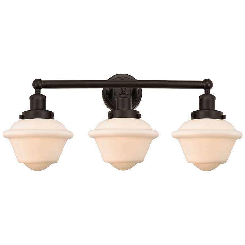 Image 1 Edison Oxford 25" 3-Light Oil Rubbed Bronze Bath Light w/ Matte White