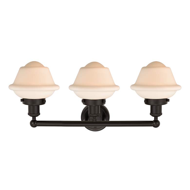 Image 2 Edison Oxford 25" 3-Light Oil Rubbed Bronze Bath Light w/ Matte White more views