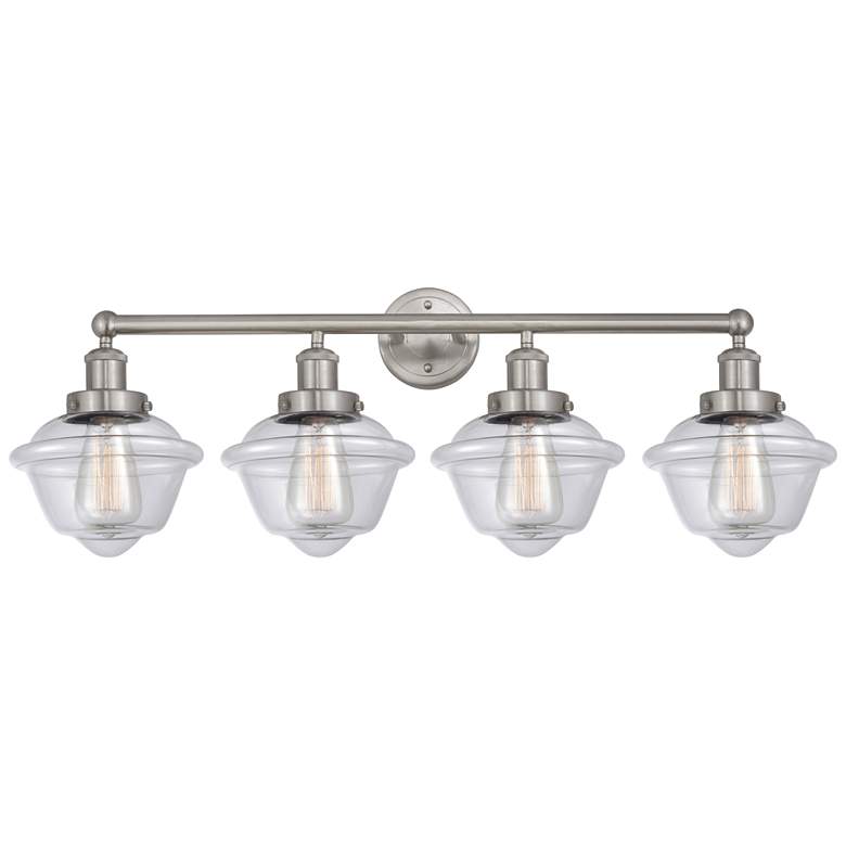 Image 1 Edison Oxford 34" 4-Light Brushed Satin Nickel Bath Light w/ Clear Sha