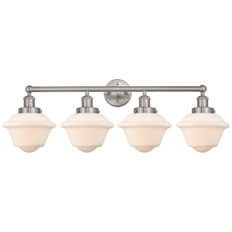 Image 1 Edison Oxford 34" 4-Light Brushed Satin Nickel Bath Light w/ White Sha