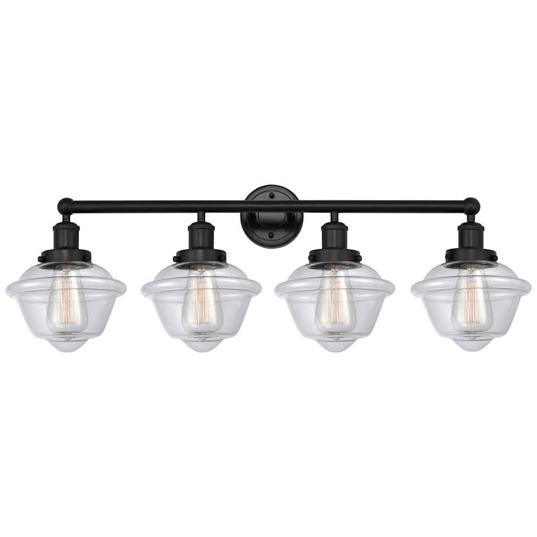 Image 1 Edison Oxford 34" 4-Light Matte Black Bath Light w/ Clear Shade