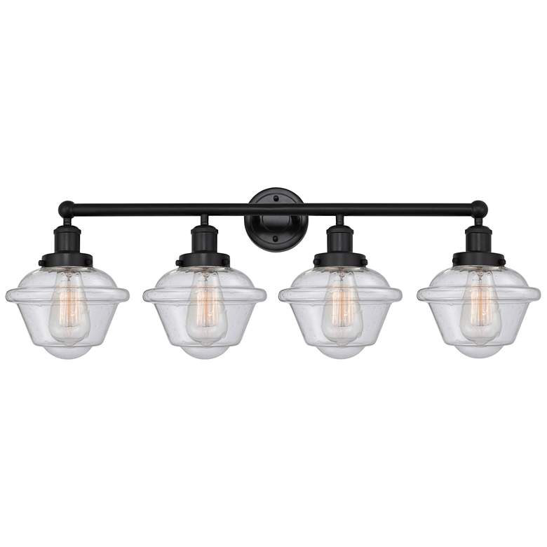 Image 1 Edison Oxford 34" 4-Light Matte Black Bath Light w/ Mercury Shade