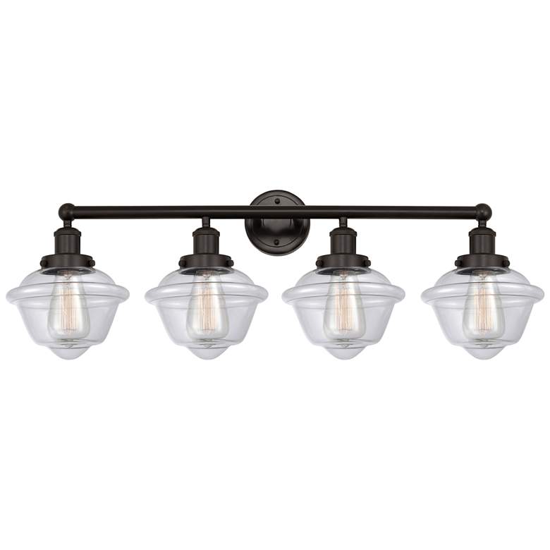Image 1 Edison Oxford 34" 4-Light Oil Rubbed Bronze Bath Light w/ Clear Shade