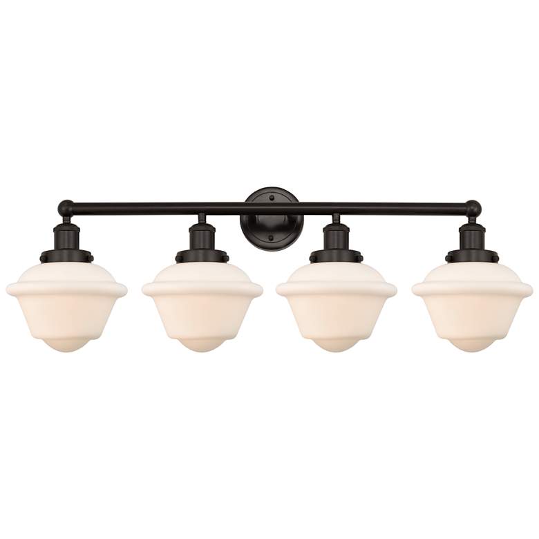 Image 1 Edison Oxford 34" 4-Light Oil Rubbed Bronze Bath Light w/ Matte White