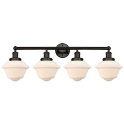 Edison Oxford 34" 4-Light Oil Rubbed Bronze Bath Light w/ Matte White