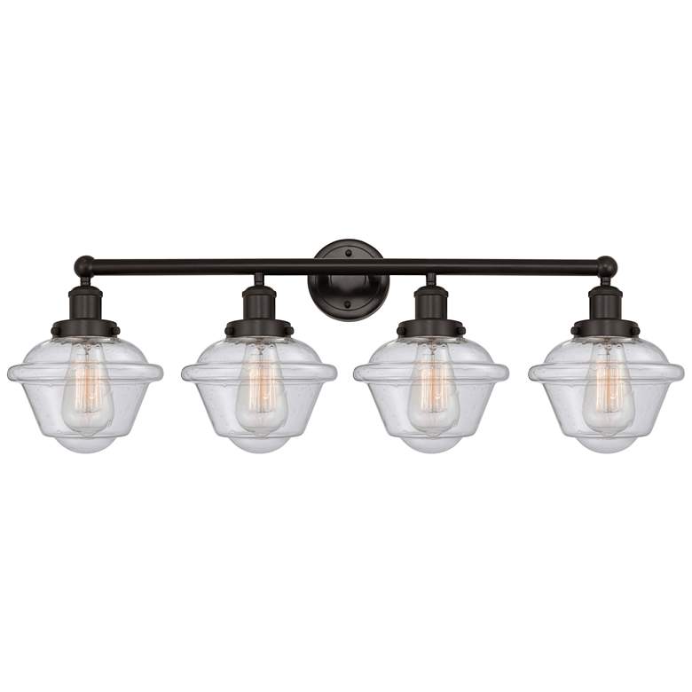 Image 1 Edison Oxford 34" 4-Light Oil Rubbed Bronze Bath Light w/ Mercury Shad