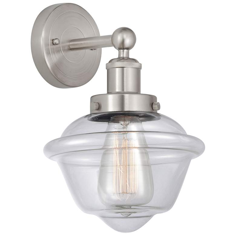 Image 1 Edison Oxford 7" Brushed Satin Nickel Sconce w/ Clear Shade