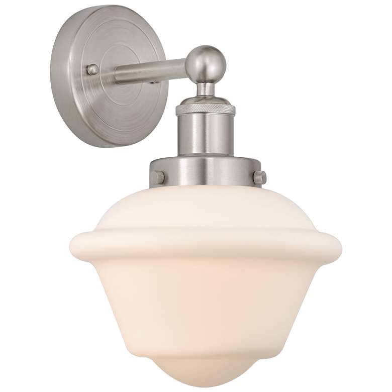 Image 1 Edison Oxford 7" Brushed Satin Nickel Sconce w/ Matte White Shade