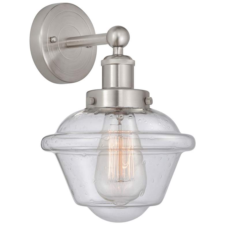 Image 1 Edison Oxford 7" Brushed Satin Nickel Sconce w/ Mercury Shade