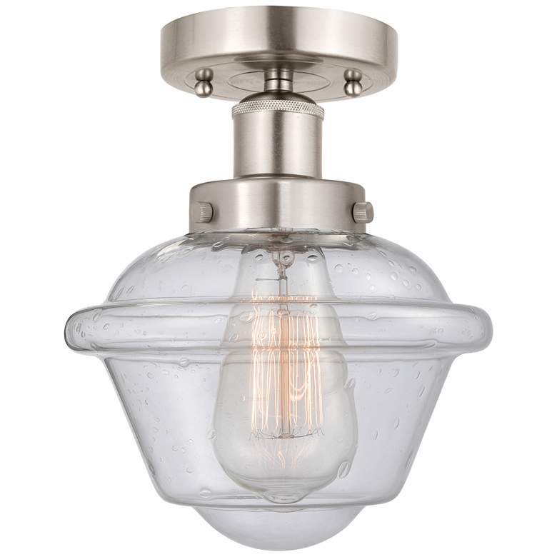 Image 1 Edison Oxford 7" Brushed Satin Nickel Semi Flush Mount w/ Mercury Shad