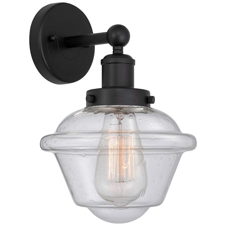 Image 1 Edison Oxford 7" Matte Black Sconce w/ Mercury Shade