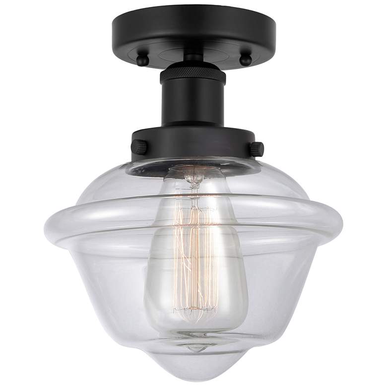 Image 1 Edison Oxford 7" Matte Black Semi Flush Mount w/ Clear Shade