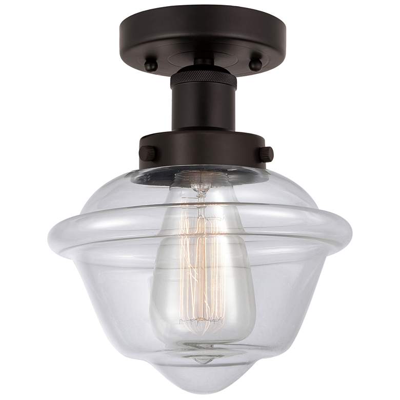 Image 1 Edison Oxford 7" Oil Rubbed Bronze Semi Flush Mount w/ Clear Shade