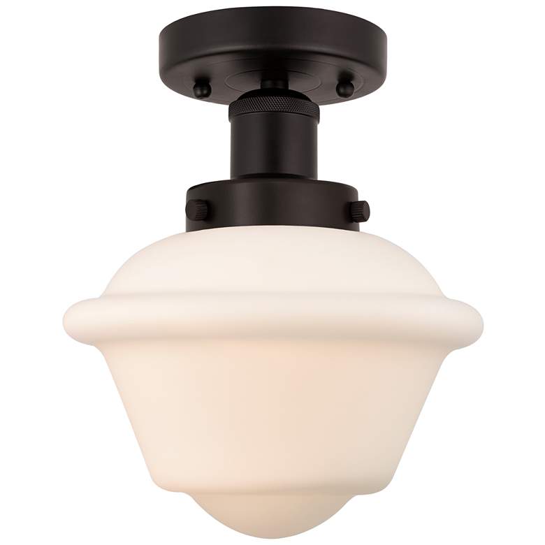 Image 1 Edison Oxford 7" Oil Rubbed Bronze Semi Flush Mount w/ Matte White Sha