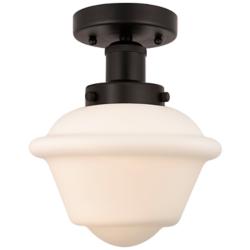 Edison Oxford 7" Oil Rubbed Bronze Semi Flush Mount w/ Matte White Sha