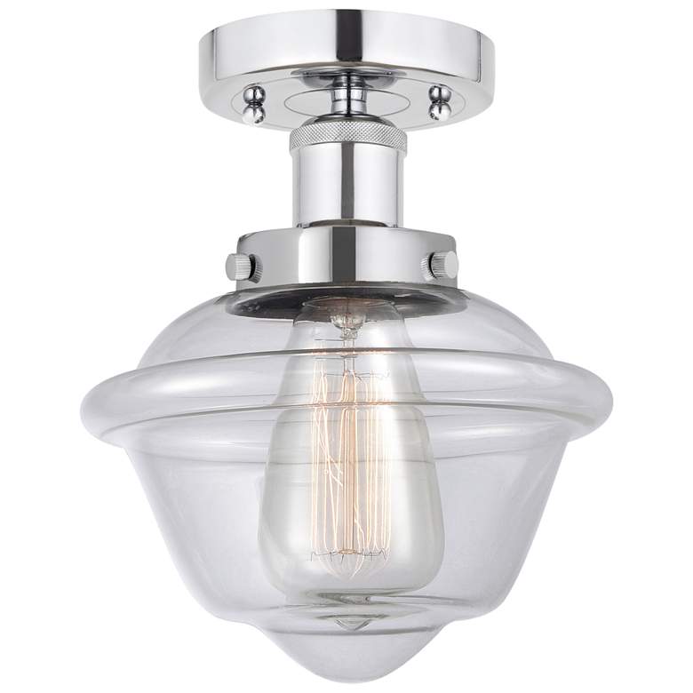 Image 1 Edison Oxford 7" Polished Chrome Semi Flush Mount w/ Clear Shade