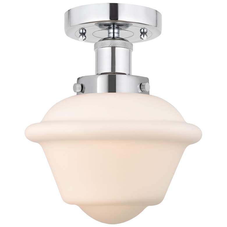 Image 1 Edison Oxford 7" Polished Chrome Semi Flush Mount w/ Matte White Shade