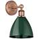 Edison Plymouth 12"H Antique Copper Sconce w/ Green Shade
