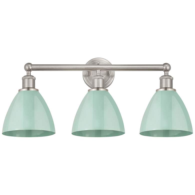 Image 1 Edison Plymouth 25 1/2" W Nickel Seafoam 3-Light Bath Light