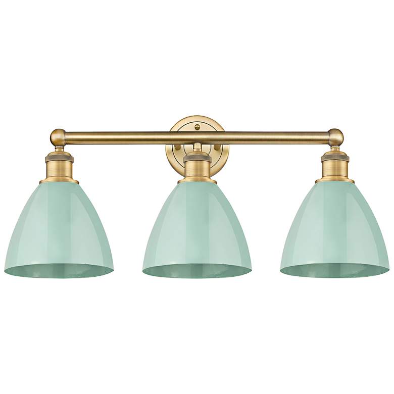 Image 1 Edison Plymouth 25 1/2"W Brass Seafoam 3-Light Bath Light