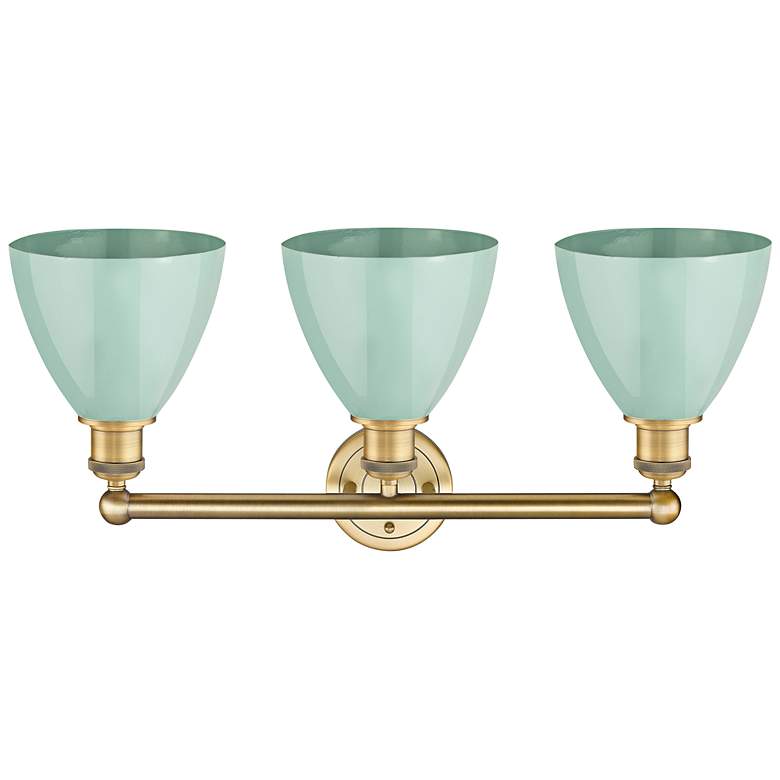 Image 3 Edison Plymouth 25 1/2"W Brass Seafoam 3-Light Bath Light more views