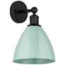 Edison Plymouth Dome 10.75" High Matte Black Sconce w/ Seafoam Shade