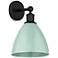 Edison Plymouth Dome 10.75" High Matte Black Sconce w/ Seafoam Shade
