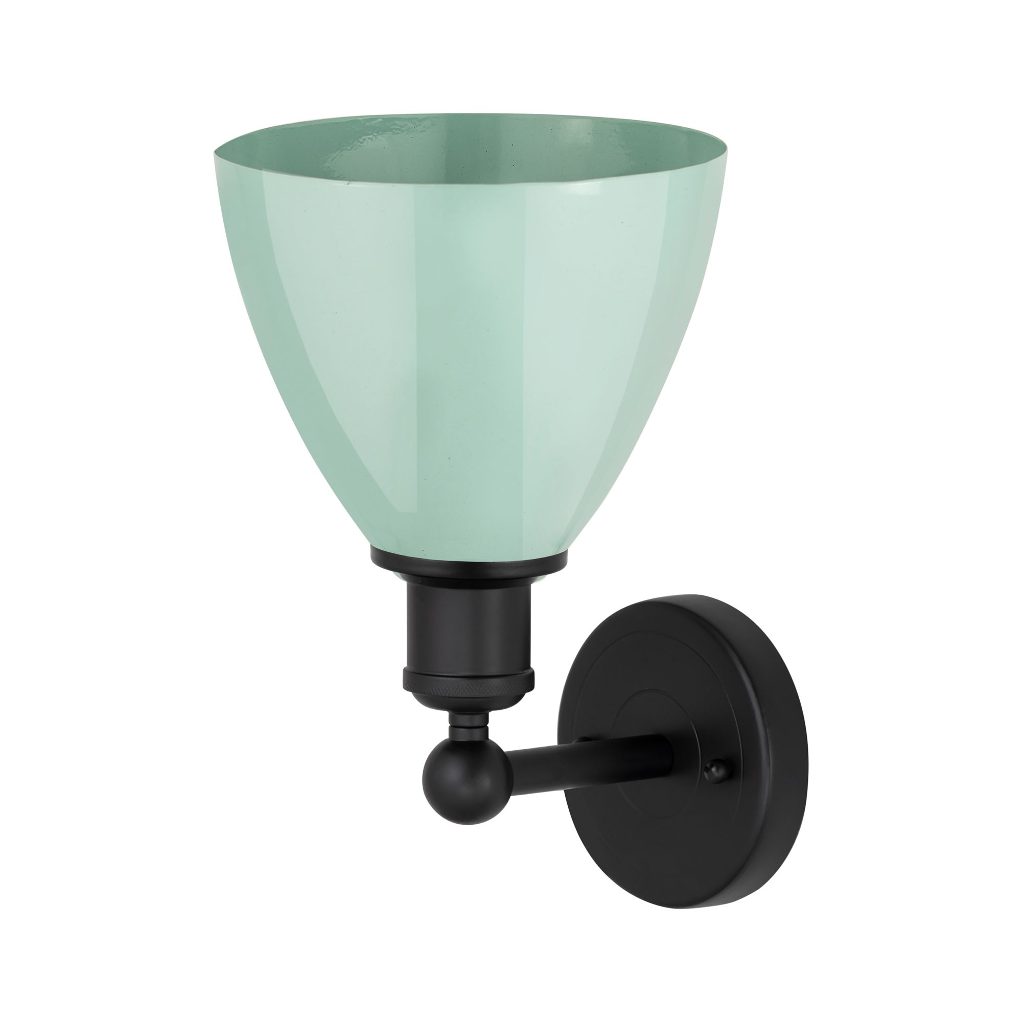 Image 3 Edison Plymouth Dome 10.75" High Matte Black Sconce w/ Seafoam Shade more views