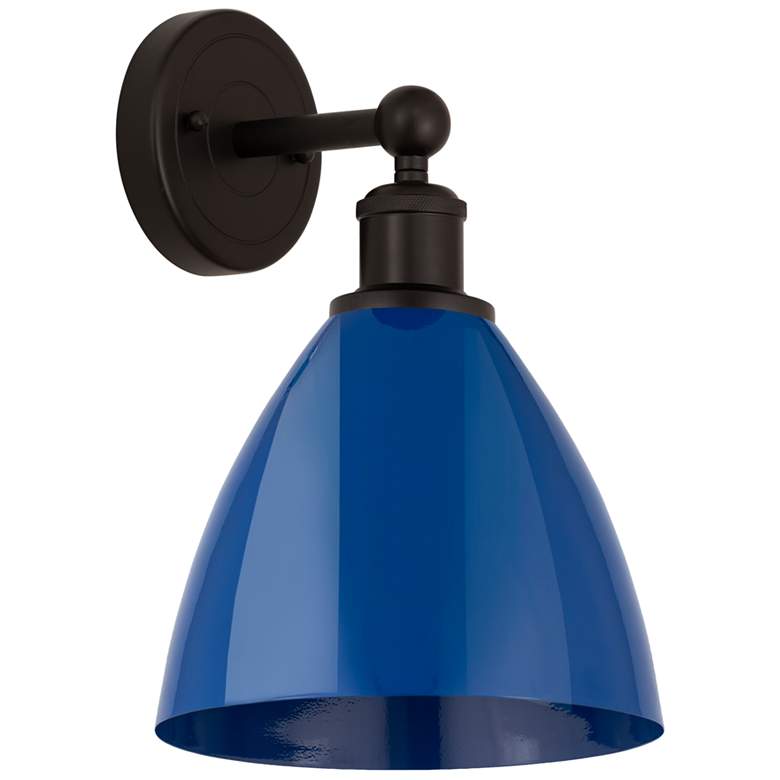 Image 1 Edison Plymouth Dome 10.75" High Oil Rubbed Bronze Sconce w/ Blue Shad