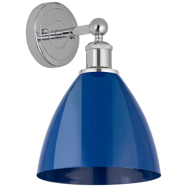 Image 1 Edison Plymouth Dome 10.75" High Polished Chrome Sconce w/ Blue Shade