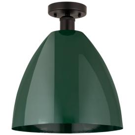 Edison Plymouth Dome 12" Wide Bronze Semi Flush Mount w/ Green Shade Edison Plymouth Dome 12" Wide Bronze Semi Flush Mount w/ Green Shade