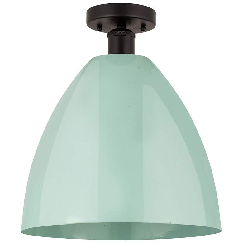 Image 1 Edison Plymouth Dome 12" Wide Bronze Semi Flush Mount w/ Seafoam Shade