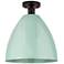 Edison Plymouth Dome 12" Wide Bronze Semi Flush Mount w/ Seafoam Shade