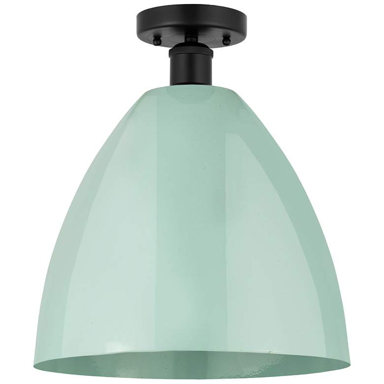 Image 1 Edison Plymouth Dome 12" Wide Matte Black Semi Flush Mount w/ Seafoam