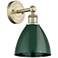 Edison Plymouth Dome 12"High Antique Brass Sconce With Green Shade