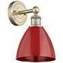 Edison Plymouth Dome 12"High Antique Brass Sconce With Red Shade