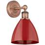 Edison Plymouth Dome 12"High Antique Copper Sconce With Red Shade