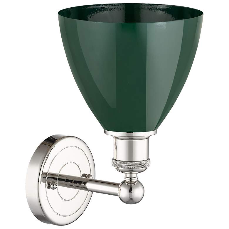 Image 2 Edison Plymouth Dome 12"High Polished Nickel Sconce With Green Shade more views