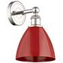 Edison Plymouth Dome 12"High Polished Nickel Sconce With Red Shade