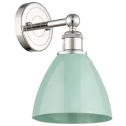 Edison Plymouth Dome 12&quot;High Polished Nickel Sconce With Seafoam Shade