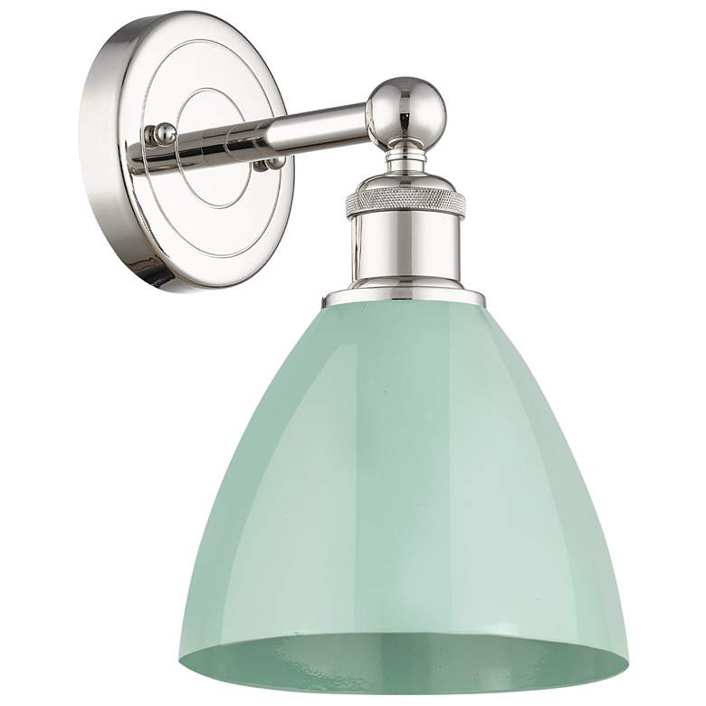 Image 1 Edison Plymouth Dome 12"High Polished Nickel Sconce With Seafoam Shade