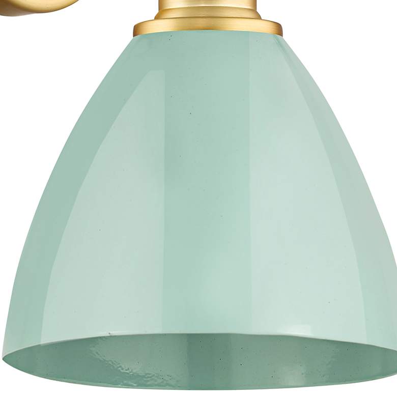 Image 2 Edison Plymouth Dome 12"High Satin Gold Sconce With Seafoam Shade more views