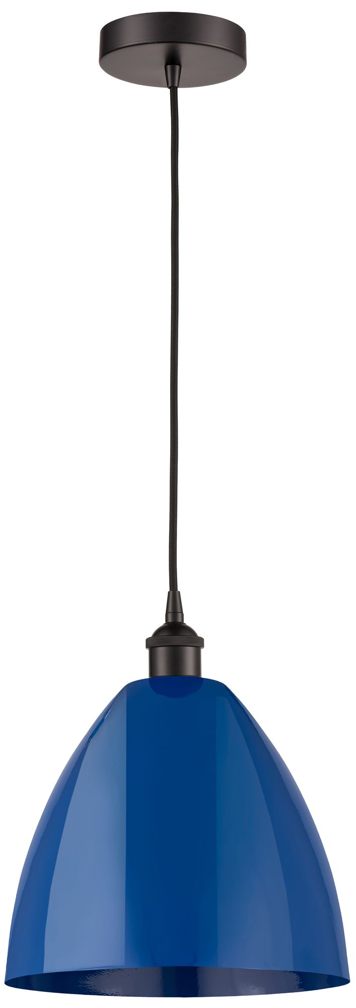 Edison Plymouth Dome 12"W Oiled Bronze Cord Hung Mini Pendant w/ Blue