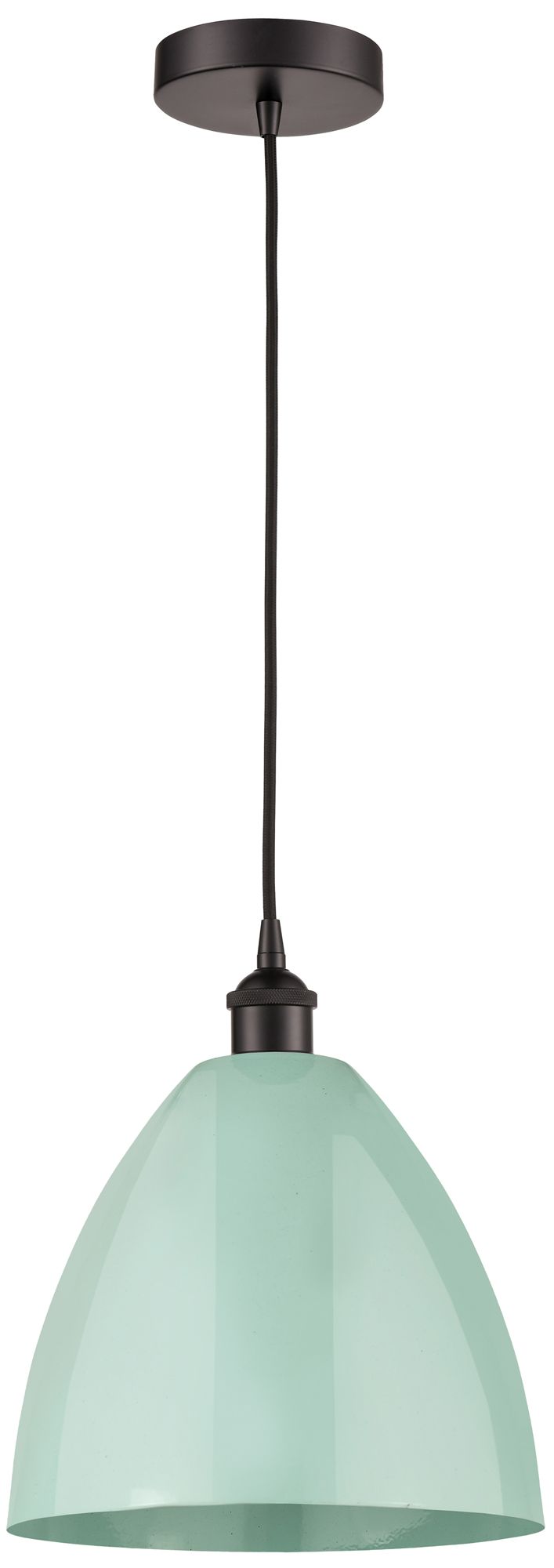 Edison Plymouth Dome 12"W Oiled Bronze Corded Mini Pendant w/ Seafoam
