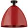 Edison Plymouth Dome 16" Wide Bronze Semi Flush Mount w/ Red Shade