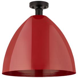 Edison Plymouth Dome 16" Wide Bronze Semi Flush Mount w/ Red Shade Edison Plymouth Dome 16" Wide Bronze Semi Flush Mount w/ Red Shade