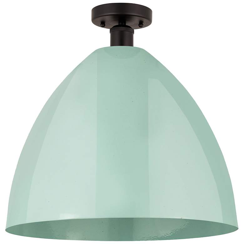 Image 1 Edison Plymouth Dome 16" Wide Bronze Semi Flush Mount w/ Seafoam Shade