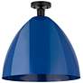 Edison Plymouth Dome 16" Wide Matte Black Semi Flush Mount w/ Blue Sha