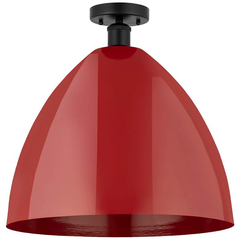 Image 1 Edison Plymouth Dome 16" Wide Matte Black Semi Flush Mount w/ Red Shad