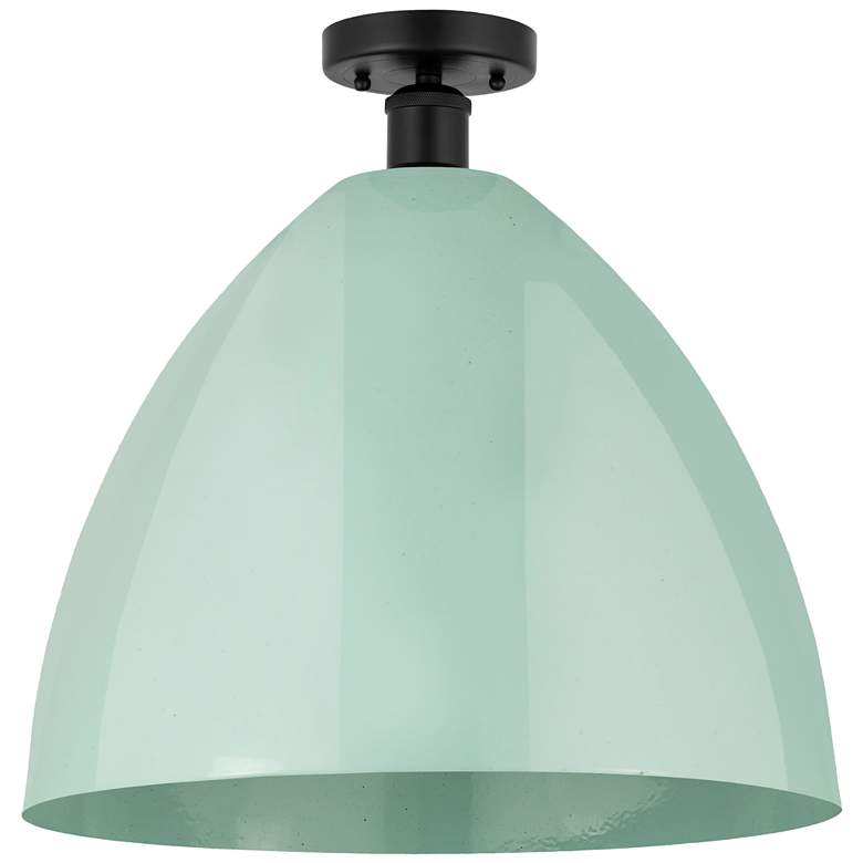 Image 1 Edison Plymouth Dome 16" Wide Matte Black Semi Flush Mount w/ Seafoam